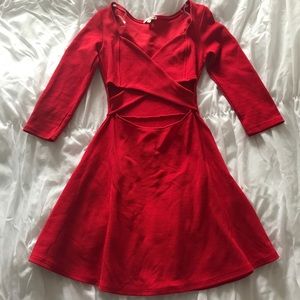 Red Cut Out A-Line Dress